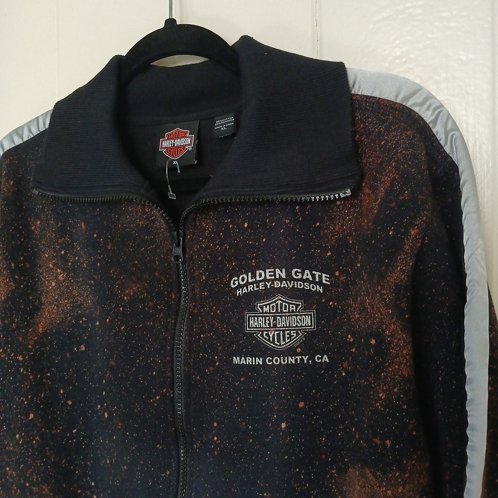 Harley-Davidson Jacket Satin Inset Soft Shell Women's XL Black Bleach Dye Marin - Picture 6 of 12